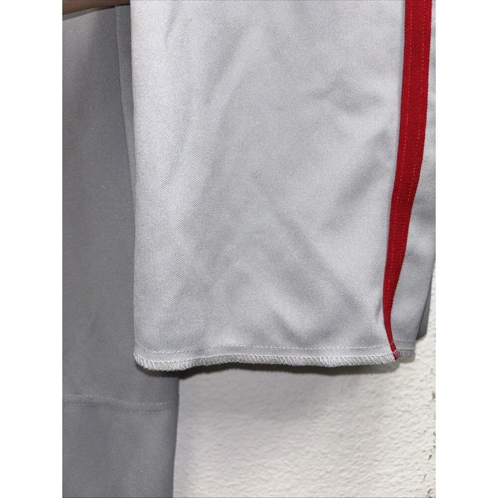 Baseball Pants Gray Red Piping Zip Snap Youth L Stretch Pockets 31X33